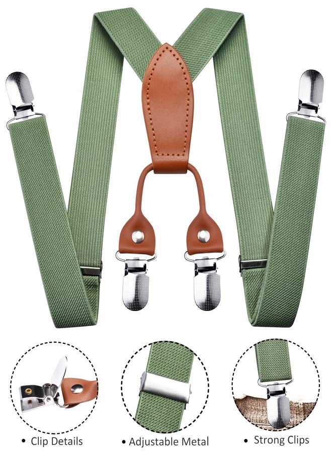 Branduce Baby Boy Sage Green Suspender with 4 Strong Clips Adjustable Kids Y Back Suspenders (SS01-51) - Image 3